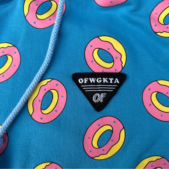 Odd Future OFWGKTA Men’s Blue All Over Doughnut Print Hoodie - Picture 2 of 9